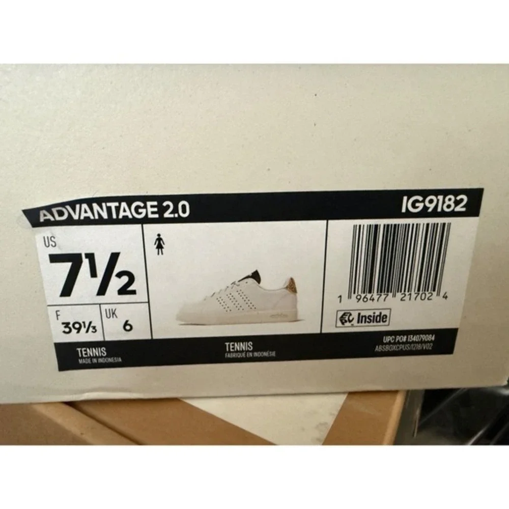 Adidas Advantage 2.0 Court Womens 7.5 White‎ Leopard Leather Sneakers New IG9182